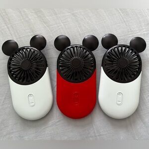 Portable Handheld LED Mickey Fan Trio - Baby Blue & Red with Black Accents